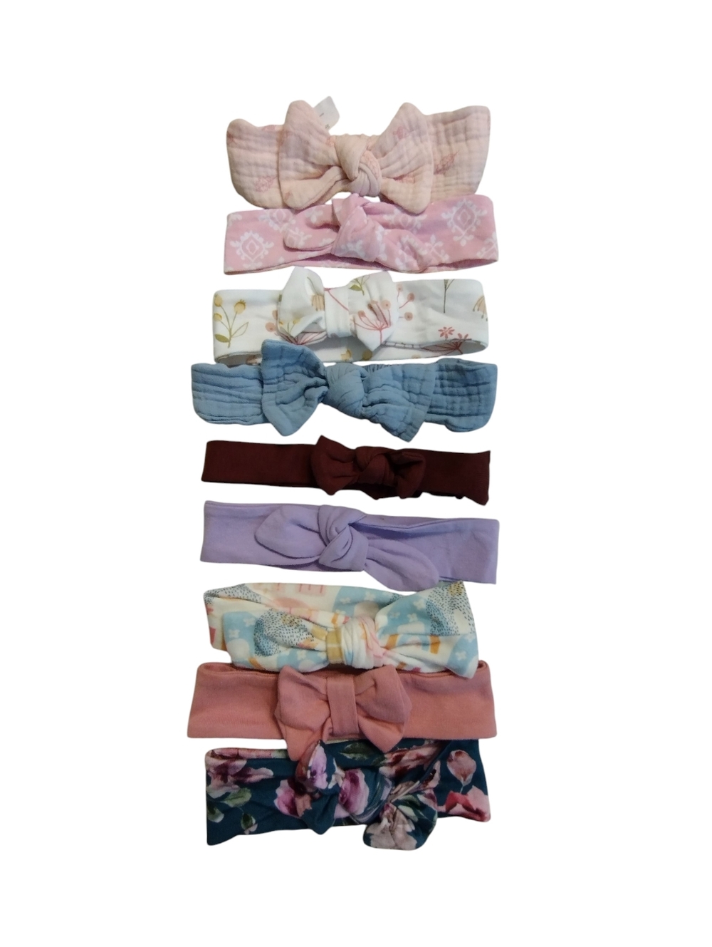 EUC Bundle Of 9 Infant Girls Knot Headband Set Mixed Colors